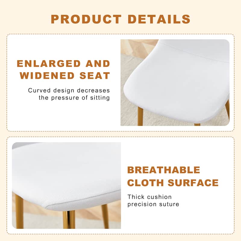 5-Piece Round Dining Table Set, 35 Inch Tempered Glass Top with Metal Base & 4 High-Resilience Fabric Chairs