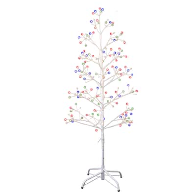 Kurt Adler 4-Foot White Birch Twig Tree with Multi-Color 8-Function Lights - 4'