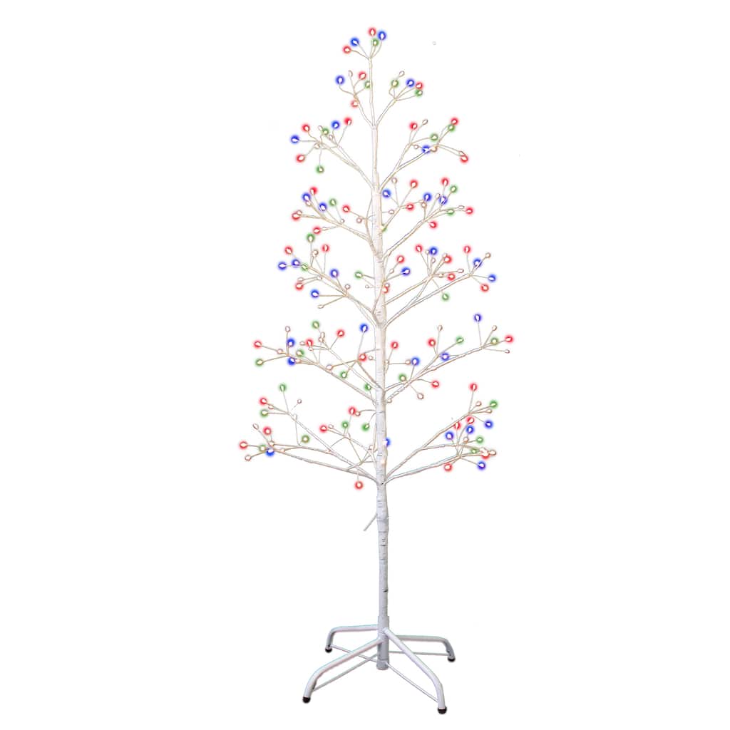 Kurt Adler 4-Foot White Birch Twig Tree with Multi-Color 8-Function Lights - 4'