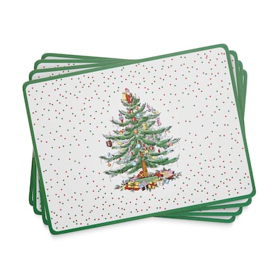 Pimpernel Christmas Tree Polka Dot Placemats Set of 4 - 15.7 Inch x 11.7 Inch