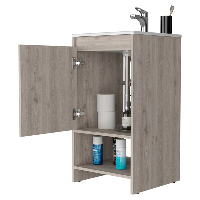 Small Bathroom Vanity Cabinet with Open Shelf and Sturdy Design - 17.7"W x 33.5"H - 17.7in L