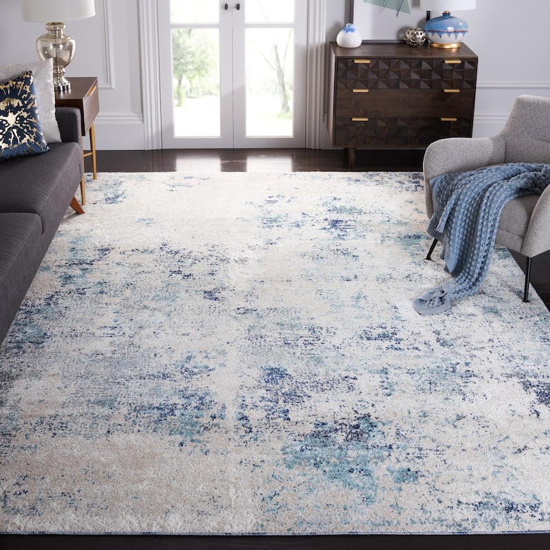 SAFAVIEH Aston Shahide Modern Abstract Rug - 9' x 12' - Ivory/Blue