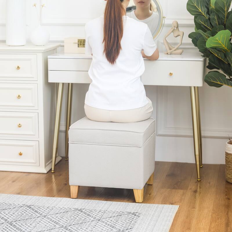 Adeco Square Storage Ottoman 17 inch Footstool