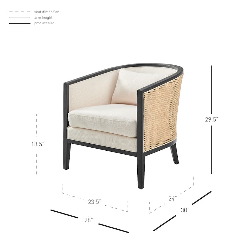 NPD Furniture Tillman Linen Accent Arm Chair with Rattan