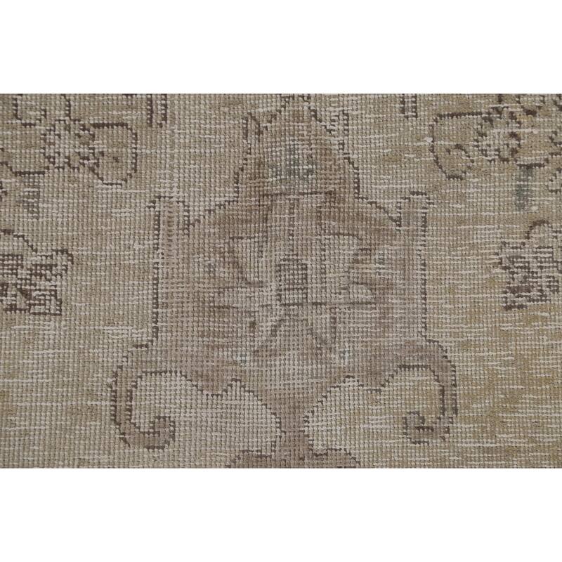 Distressed Tabriz Persian Antique Area Rug Handmade Wool Carpet - 6'8"x 9'2"