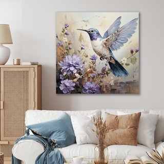 Designart "Humminbirds Floral Whimsical Whisper I" Hummingbird Wall ...