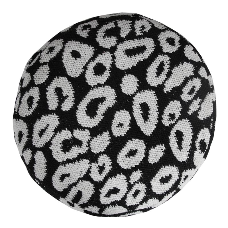 HomeRoots 18" Black Cotton Blend Ottoman