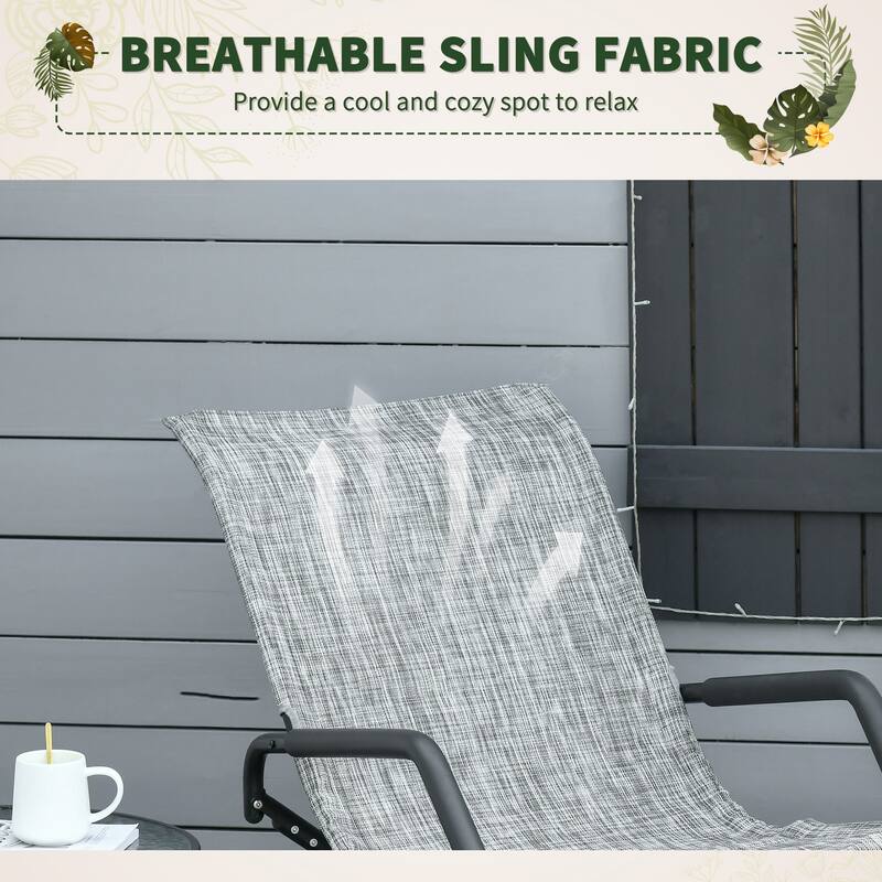Foldable Outdoor Rocking Lounge Chair Portable Sun Lounger with Armrests and Breathable Mesh for Beach Patio Poolside
