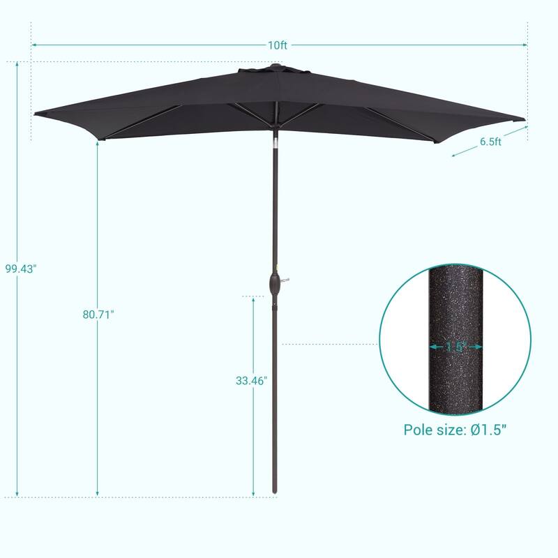 Bonosuki 10 x 6.5ft Patio Rectangular Umbrella with Tilt and Crank