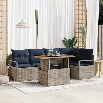 vidaXL 6 Piece Garden Sofa Set with Cushions - 91.3×48×27.2