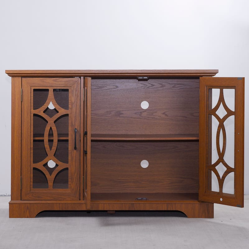 Spacious size sideboard 3 clear tempered glass doors buffet with adjustable shelf