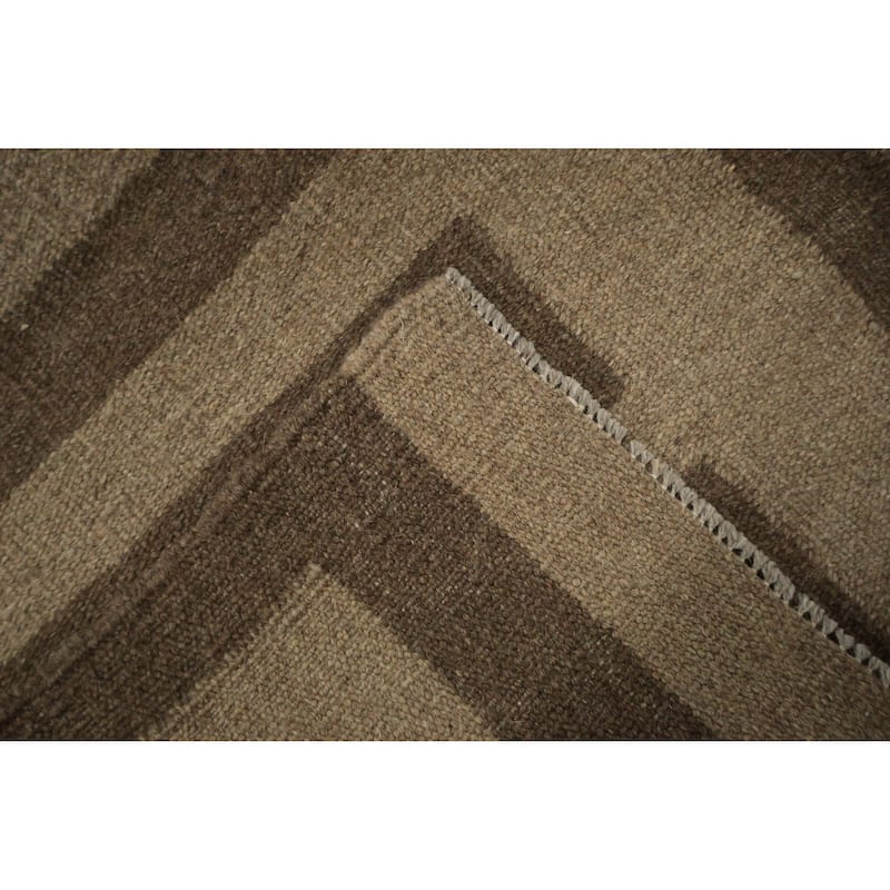 Hand Woven Oriental 100% Wool Carpet Southwestern All-Over Brown Kilim Area Rug - 12' 9'' X 9' 11''