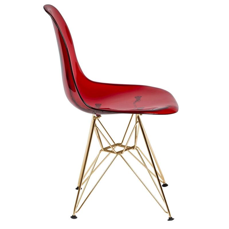 5-Piece Dining Set with 35" Round MDF Table and 4 ABS Plastic Side Chair with Gold Metal Legs
