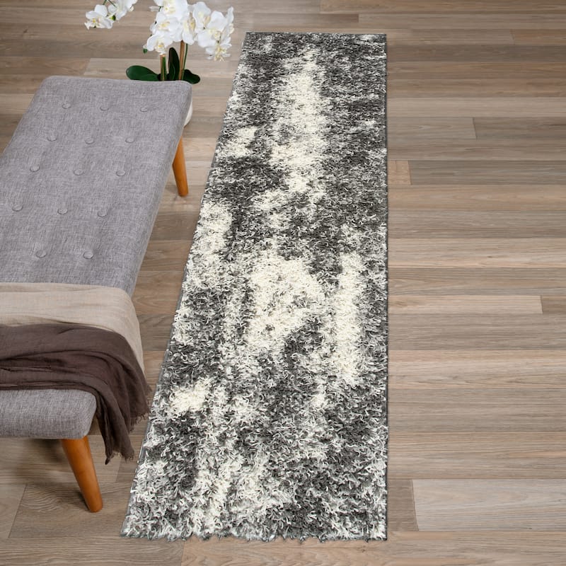 World Rug Gallery Modern Abstract Soft Plush Shag Area Rug