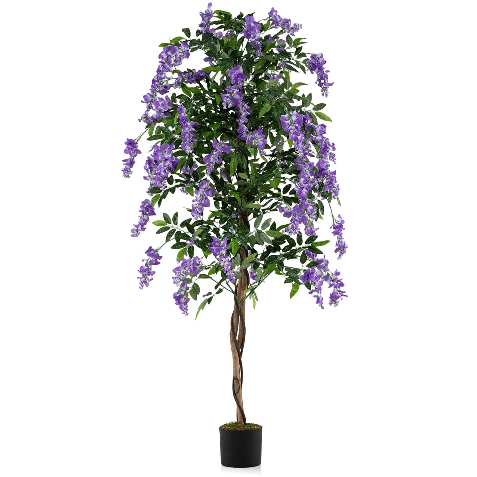 Costway 6 FT Artificial Wisteria Tree Set of 1/2 with Natural Trunks