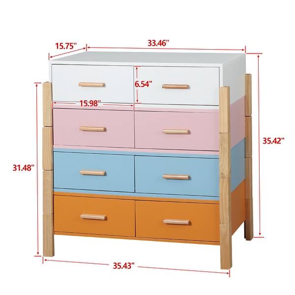 dimension image slide 1 of 3, Colorful Free Combination Cabinet - 8 Drawer