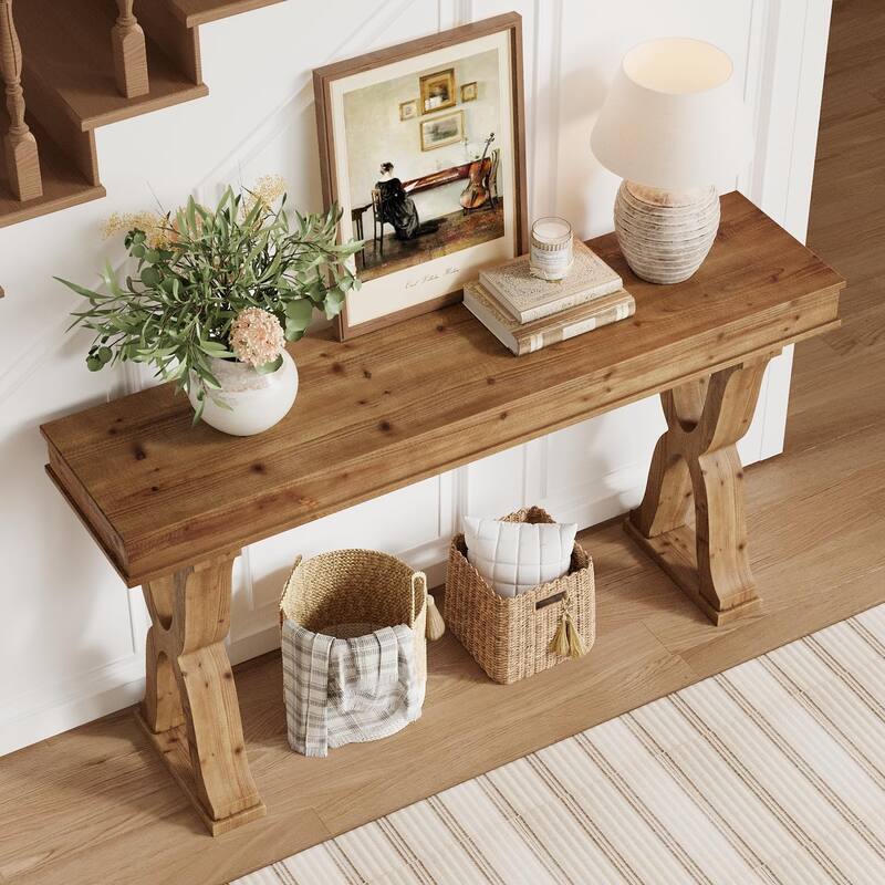 Solid Wood Console Table, Entryway Table, Long Sofa Side Hallway Foyer Table for Living Room