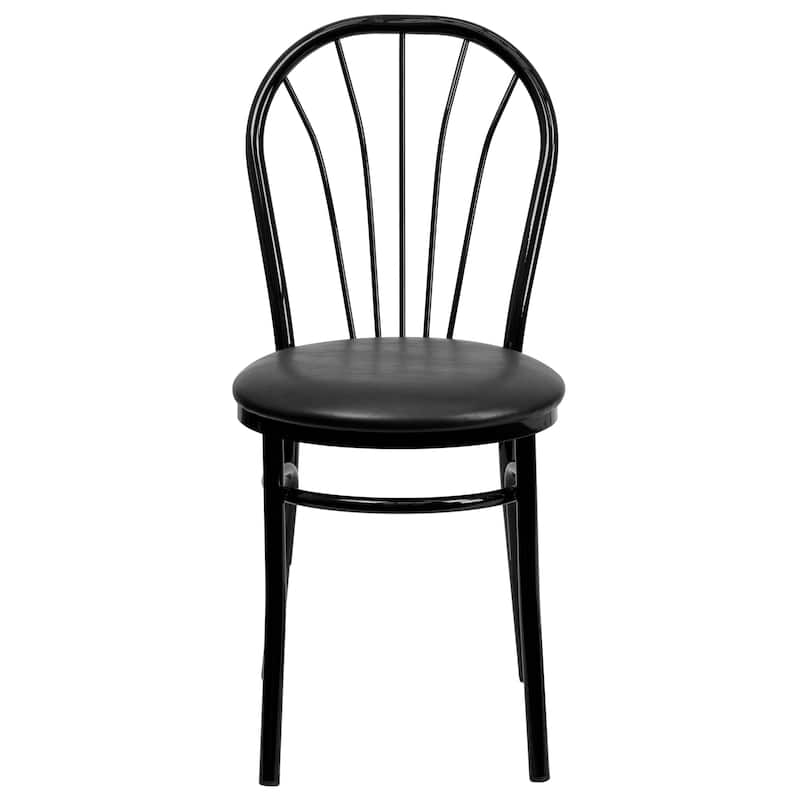 2 Pack Fan Back Metal Chair - Vinyl Seat - 16"W x 20"D x 34.5"H - 16"W x 20"D x 34.5"H
