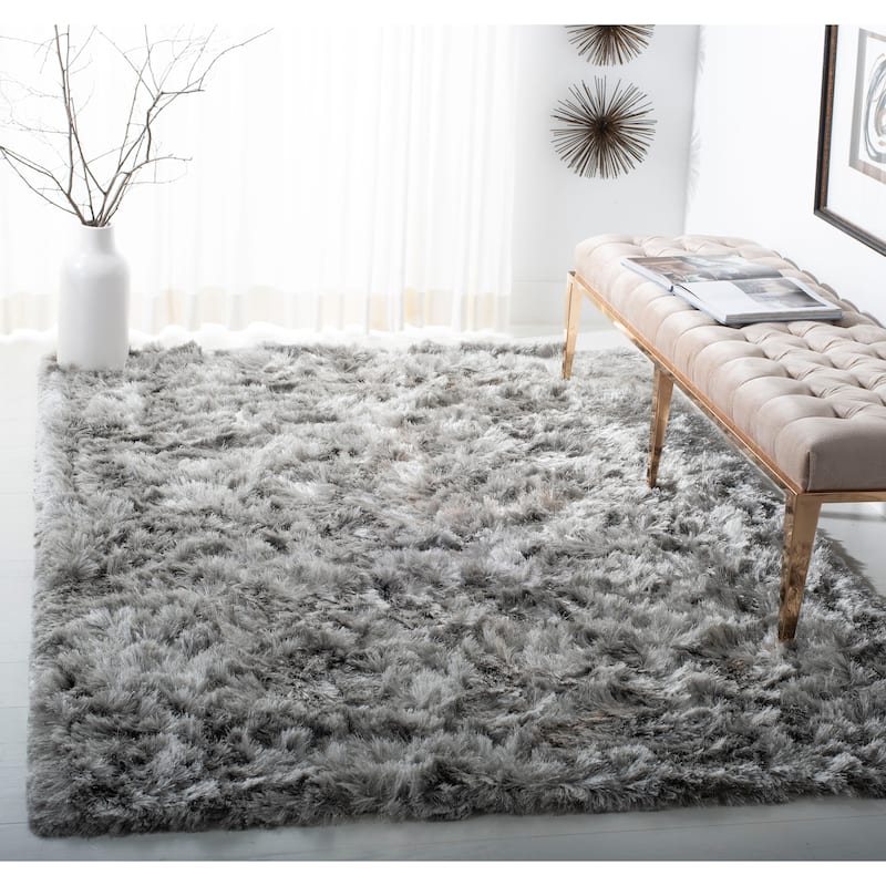 SAFAVIEH Handmade Ocean Shag Lyse Glam 2.5-inch Thick Rug - 3' x 5' - Silver