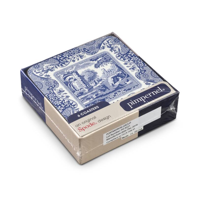 Pimpernel Set of 6 Blue Italian Coasters - 4 Inches Sq.