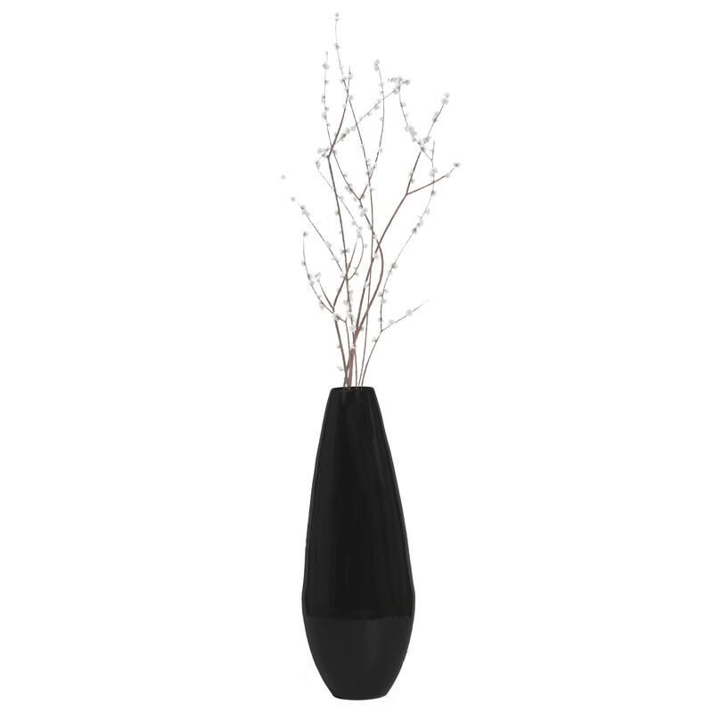 31.5" Spun Bamboo Tall Floor Vase - Sleek Matte Finish, Elegant Home Decoration, Modern Accent Piece, Living Room Decor - Large Black