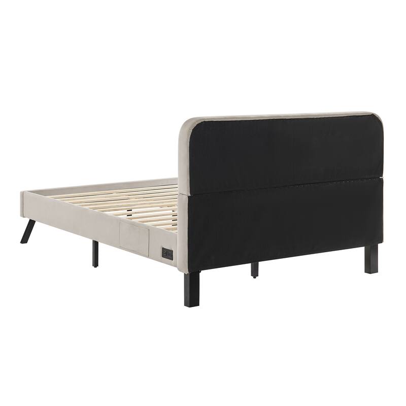 Studio Living Ashton Queen Upholstered Bed in Velvet Fabric