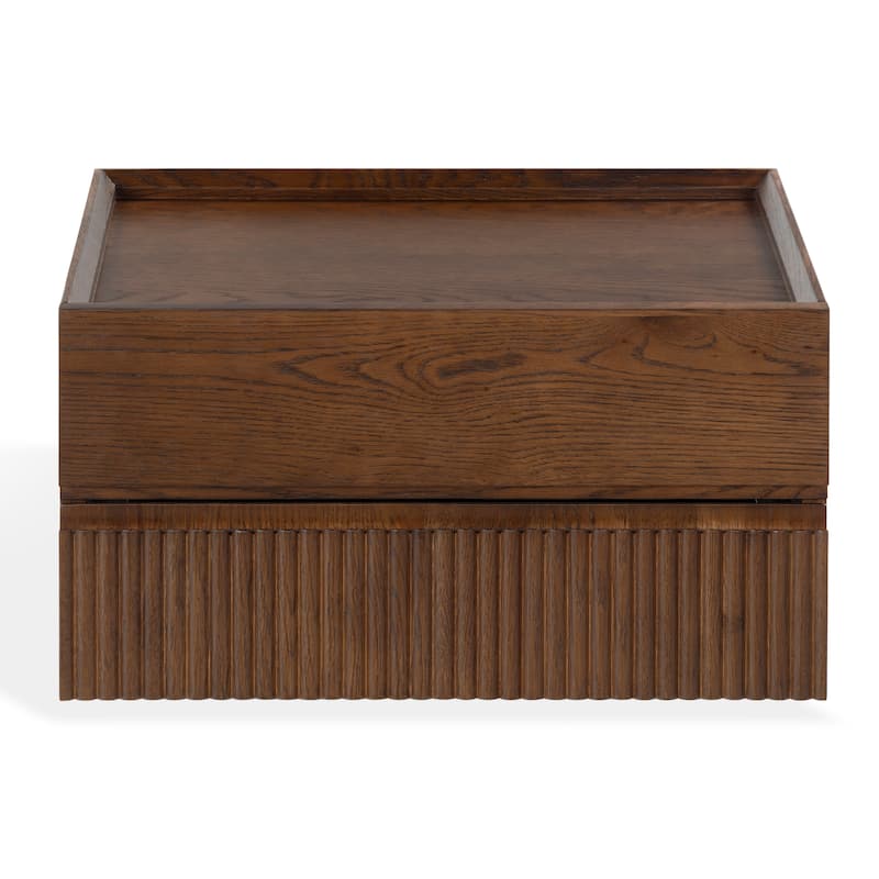 SAFAVIEH Couture Dontay 2-Drawer Ribbed Floating Nightstand - Walnut