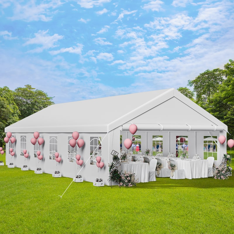 Outdoor White Canopy Party Tent Sunshine Shelter - 20*40Ft - White - 20*40Ft