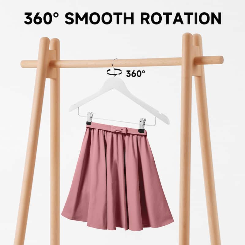 BP4U Solid Wood Hangers with Adjustable Metal Clips, Wooden Hangers for Coats, Jackets, Pants, Dresses, Skirts, and Suits