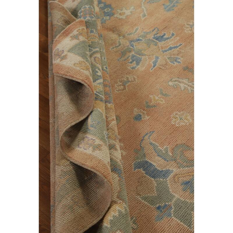 Hand Knotted Oriental 100% Wool Carpet Transitional All-Over Coral Oushak Area Rug - 10' 1'' X 8' 2''