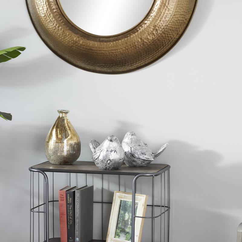 Polystone Bird Decorative Sculpture - Set of 2 Silver or Gold - Roche River Decor