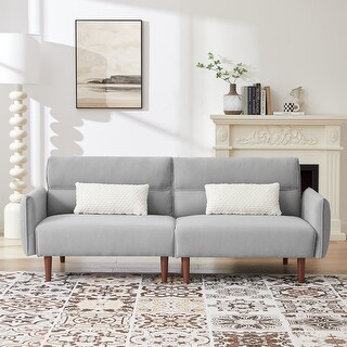 Modern Corduroy Fabric Convertible Futon Sofa Bed with Wooden Legs ...