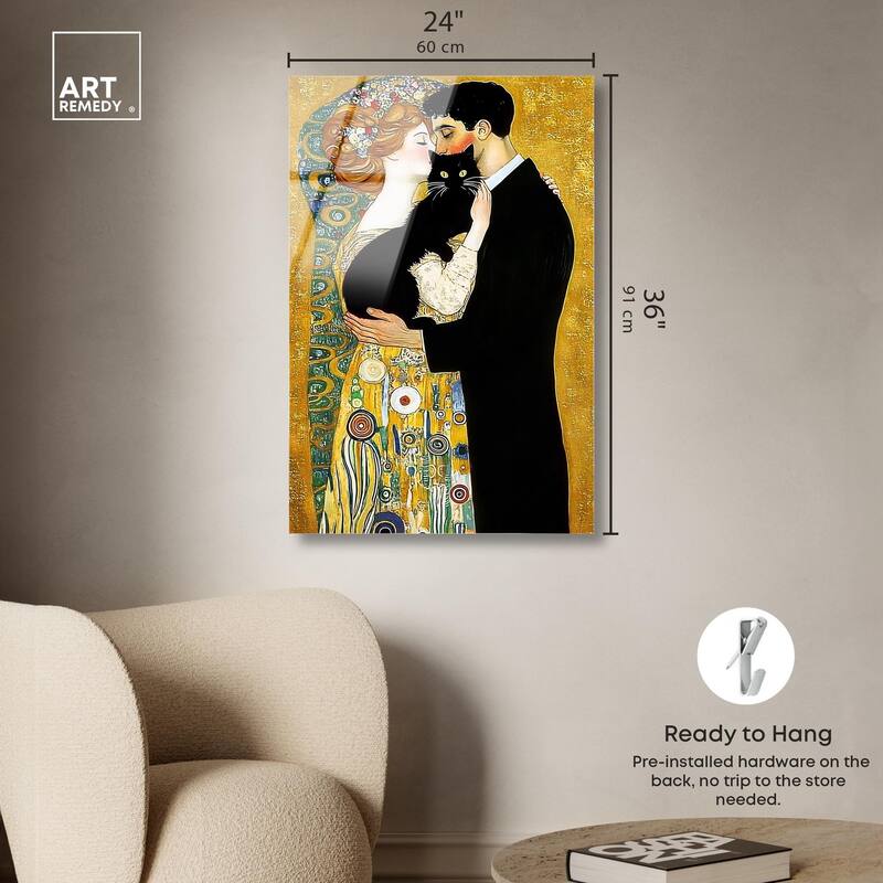 Kiss with Cat Acrylic by Art Remedy, Ready to Hang