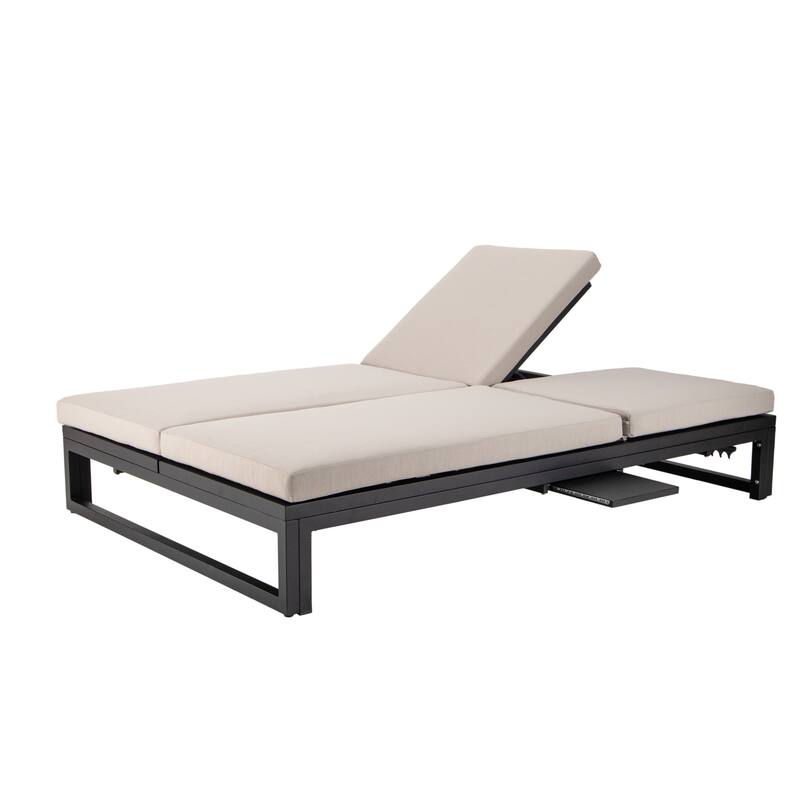 Chelsea Polyester Fabric Outdoor Lounge Chair with Four-Level Adjustable Backrest and Powder-Coated Aluminum Frame