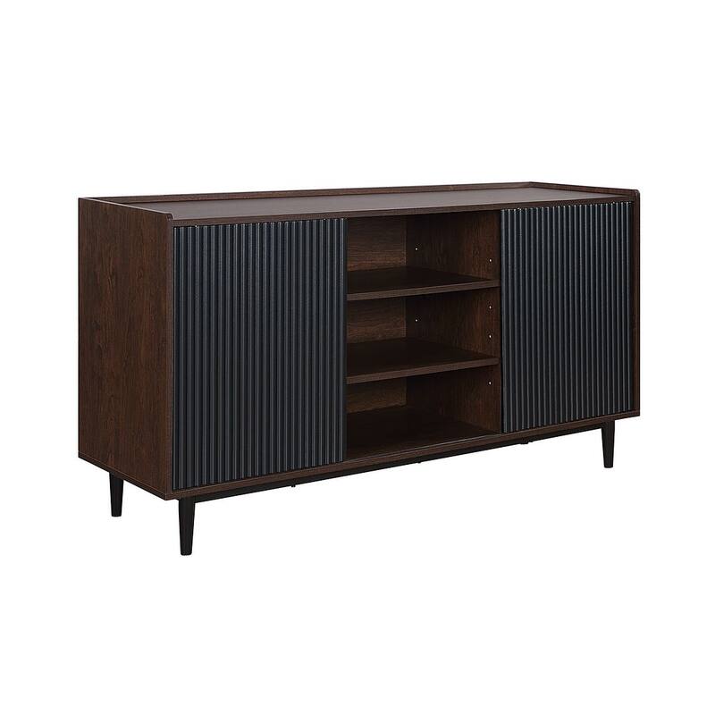 Manhattan Comfort Duane 59.05 Modern Adjustable Shelf Ribbed Sideboard