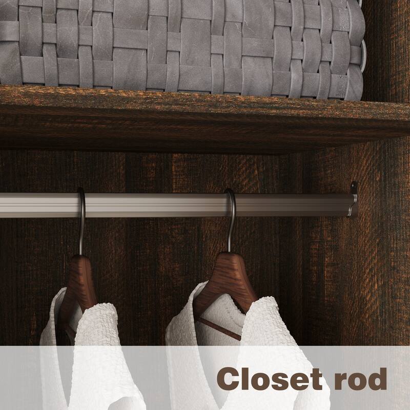 6 Doors Wardrobe Closet Armoire with Hanging Rail White/Brown Large Cabinet