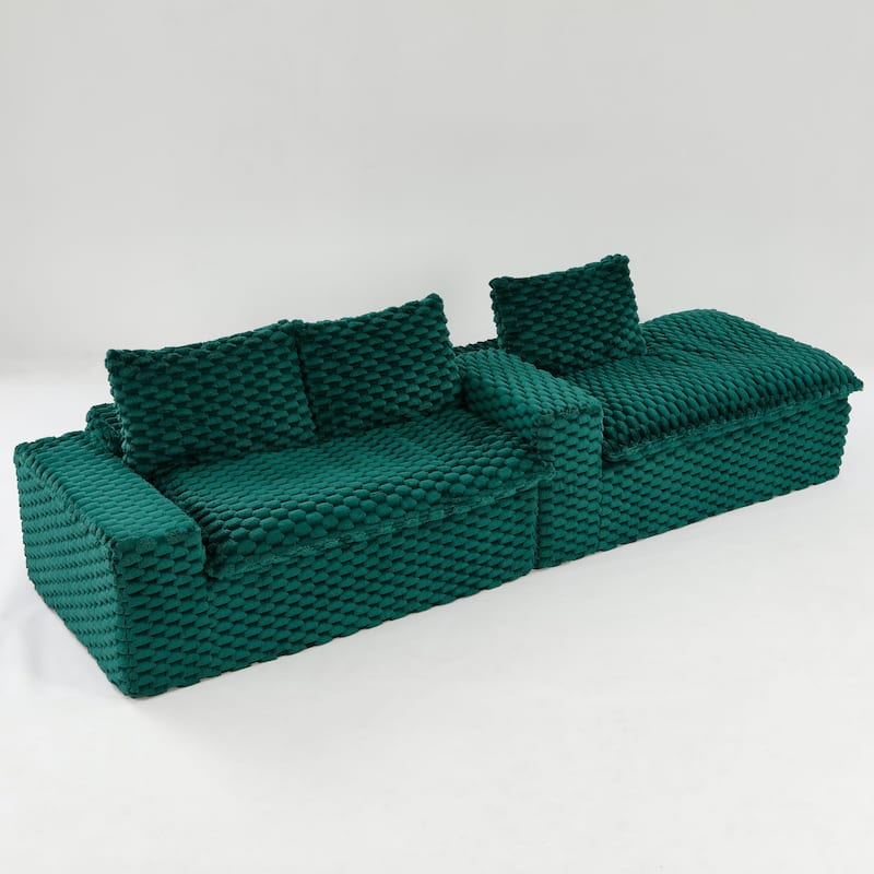 L-Shaped Sleeper Sectional Sofa Convertible Straight Sofa, Loveseat and Chaise Lounge Set for Living Room