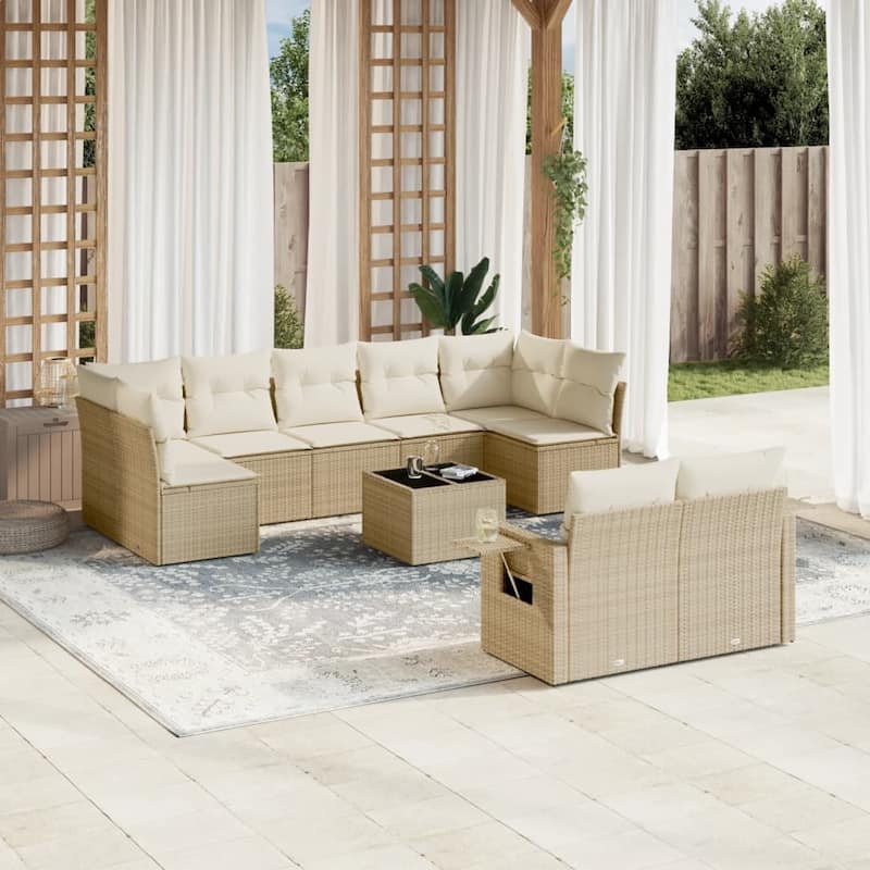 vidaXL Garden Sofa Set - Beige and cream Without table