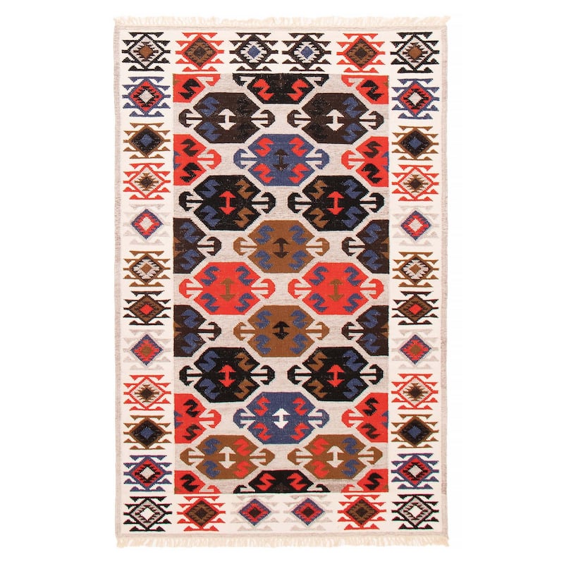Ankara Grey Kilim 5'2" x 8'0" - 5'2 x 8'0 - Light Grey - 5'2 x 8'0