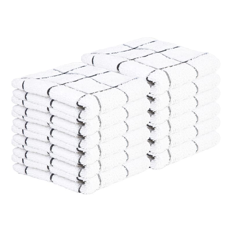 Cooks Cotton Windowpane Dishcloths - 12 Pack - 12x12 - Black