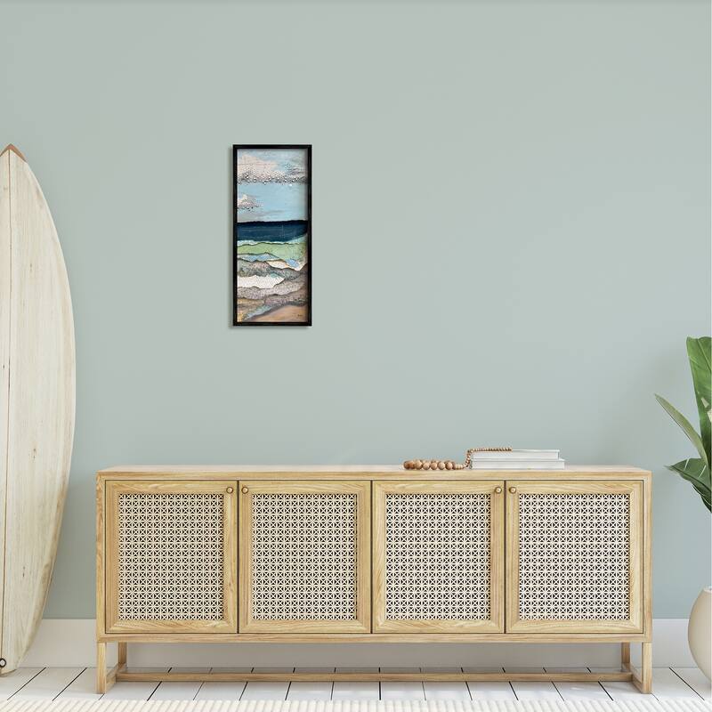 Stupell Cloudy Beach Shore Landscape Layered Ephemera Collage Framed Wall Art, Design by Stacy Gresell