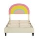 preview thumbnail 4 of 7, Twin Size Platform Bed with Rainbow Shaped and Height-adjustbale Headboard, Upholstered Bed with LED Light Strips, Beige