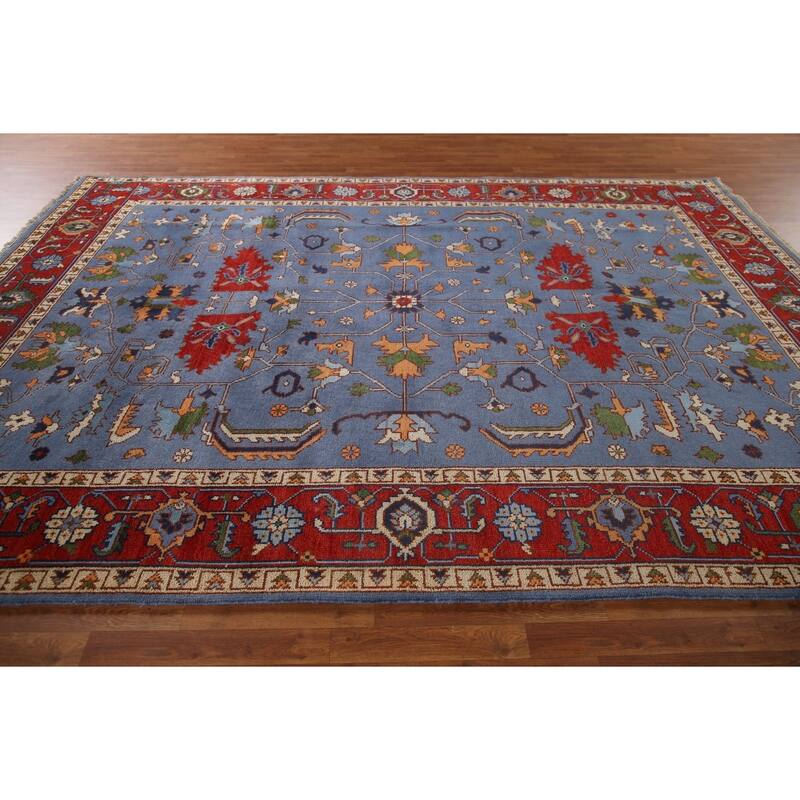Blue Heriz Serapi Area Rug Hand-Knotted Wool Carpet - 8'9"x 11'11"