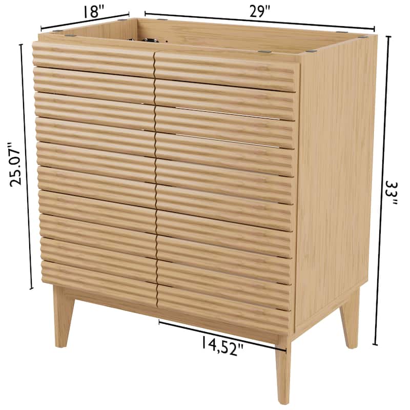 Javer Thin Linear Slat Modern Farmhouse 2-Shelf Bath Vanity Cabinet Only (Sink Basin not Included), by JONATHAN Y