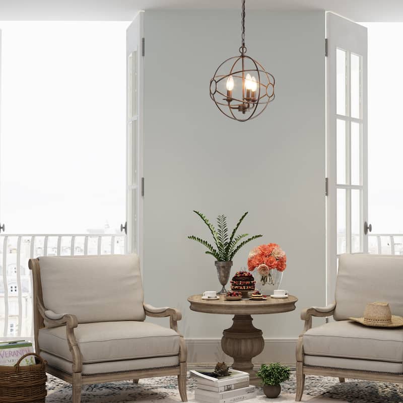 Carbon Loft Modern Industrial Metal 3-Light Orb Pendant for Living Room - W12"xH14"