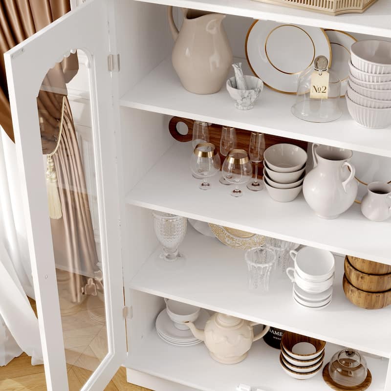 Modern Kitchen Pantry Cabinet Freestanding Storage Cabinet White Brown