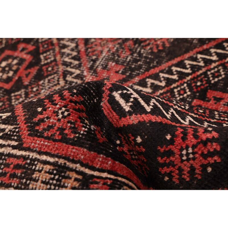 ECARPETGALLERY Hand-knotted Baluch Black Wool Rug - 3'11 x 7'1