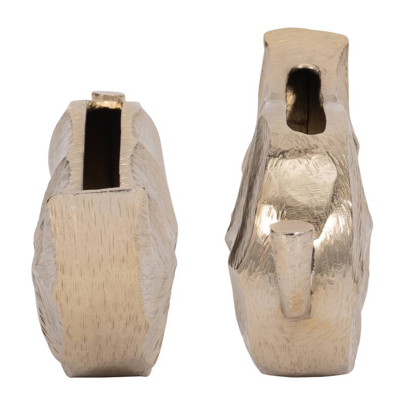 Sagebrook Home Elegant Leaf-Design Vases, Gold, Ideal for Home Decor Enthusiasts, Chic Centerpiece Addition, Set of 2