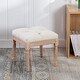 preview thumbnail 4 of 8, Padded Square Ottoman Benchand with Rubber Wood Legs(Beige Fabric)