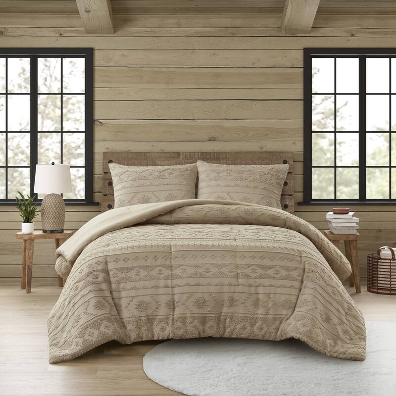 GDF Studio - Sedona Chenille Tufted Oversized Comforter Set - Tan (3 PCS Full/Queen)